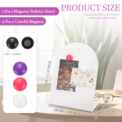 PATIKIL Magnetic Bulletin Board White W/ 4 Colorful Magnets 1Pcs - color: White/Colorful
