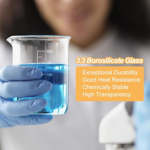 3-Piece Borosilicate Glass Beaker Set (50ml, 100ml, 250ml) Heat Safe