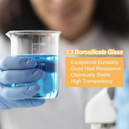 3-Piece Borosilicate Glass Beaker Set (50ml, 100ml, 250ml) Heat Safe