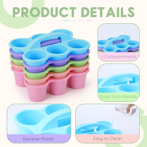 5 Pack Classroom Caddy with Handle Pastel Classroom Table Caddy