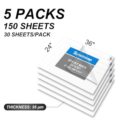 24" x 36" Sticky Mat (5 Packs,150 Sheets,30 Sheets/Pack) - color: Transparent, size: 24" x 36"