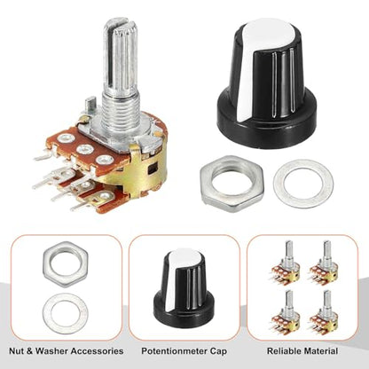 MECCANIXITY 5 Set WH148 B10K Ohm Potentiometer Kit 20mm Shaft White - size: 20mm, style: B10K