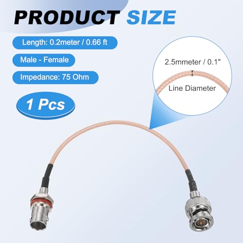 MECCANIXITY 0.66FT 3G-SDI Cable BNC Male to Female 75 Ohm Orange - size: 0.66 FT