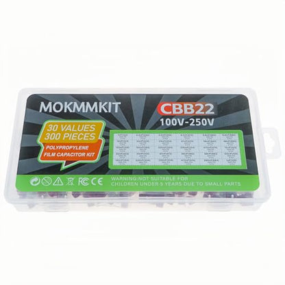 30 Values 300 Pieces Metallized Polypropylene Capacitor Kit CBB22 100V-250V - style: 100V-250V 300pcs