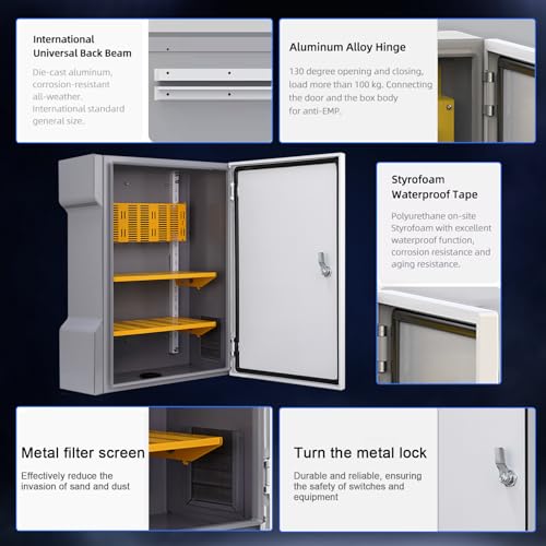 Electrical Junction Box Metal 16.1"x13.8"x7.1" Waterproof Steel Enclosure Weatherproof Project Box with Internal Mounting Panel Hinged Cover - size: 16.1"x13.8"x7.1"