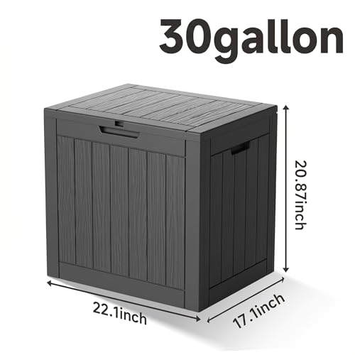 NicBex 30 Gallon Deck Box, Waterproof Resin Outdoor Storage Box Lockable for Patio Furniture, Fade Resistant Patio Side Table & Organizer for Garden Tools, Pool Floats, Outdoor Cushions, Black - color: Black-mw