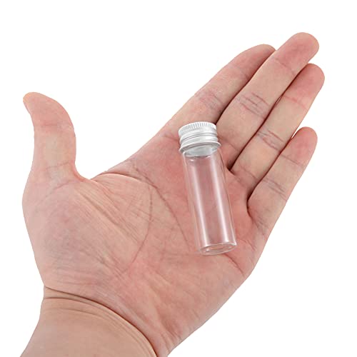 12PCS 15ml Clear Glass Small Vials w/ Aluminum Screw Caps& Plastic Stoppers - color: Clear, size: 15ml