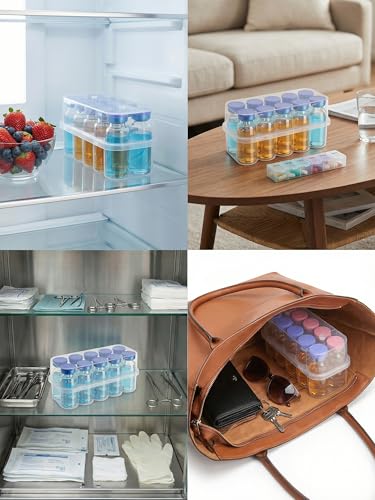 10ml Vial Peptide Storage Case —10-Slot Insulin & Peptide Organizer Bag for Fridge, Transparent Protector Box Holder for 1-3mL Glass Vials (Insulin, GLP-1, Peptides, Etc.) by WIBOND