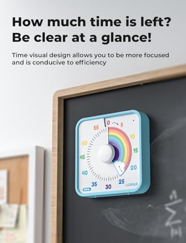 LIORQUE 7.5-Inch Large Visual Timer, 60-Minute Classroom Timer Magnetic - color: Rainbow