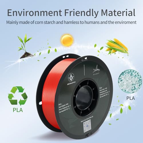 PLA 3D Printer Filament, Dimensional Accuracy +/- 0.02 mm, 1 kg Spool(2.2lbs), 1.75 mm，Red - color: 1kg Red