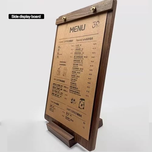 13.39×9.45 Inch Solid Walnut 2‑in‑1 Menu Clipboard, Vertical Display Sign - size: A4 Vertical Version