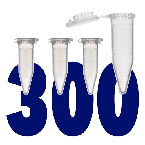 Kashi Scientific 5mL Clear Flip Cap Centrifuge Tube with Safety Lock Cap, Graduation and Marking Spot, Lab-Grade Polypropylene Plastic [5mL, 300] - size: 5mL, Safelock