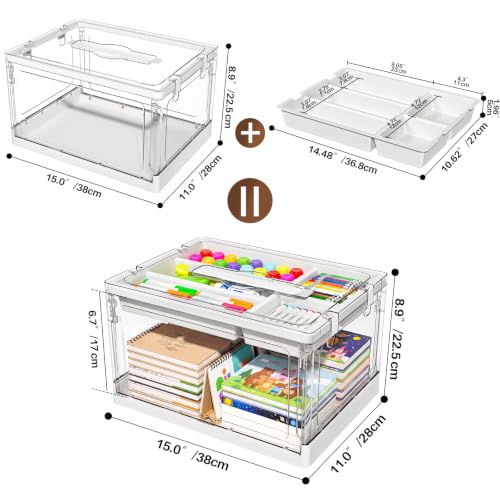 24QT 1Pack Craft Organizers and Storage with Tray, Craft Storage Box