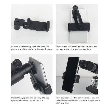 Microscope Lens Cellphone Adapter, Microscope Smartphone Camera Adapter Mount with 12.5X Eyepiece, for Eyepiece Tube 23.2mm, Fits Smartphones with a Width of 70 to 90mm