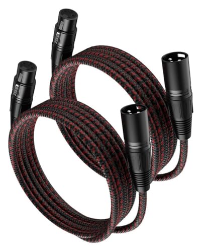 XLR Cables 6ft 2 Pack, 3-Pin Male to Female Balanced Mic Cable - color: Black-Red, size: 6 Feet