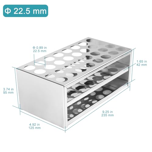stonylab Test Tube Rack, 32-Hole Stainless Steel Test Tube Rack 0.89 Inches Tubes Acid-Alkali Resistant Test Tube Holder for Laboratory Use (Pack of 2) - size: 0.89 Inches (Pack of 2)