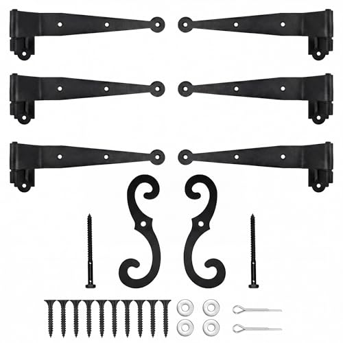 6 Pcs Steel Blind Shutter Hinges Black Pintle Strap Hinge Set