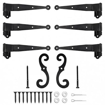 6 Pcs Steel Blind Shutter Hinges Black Pintle Strap Hinge Set
