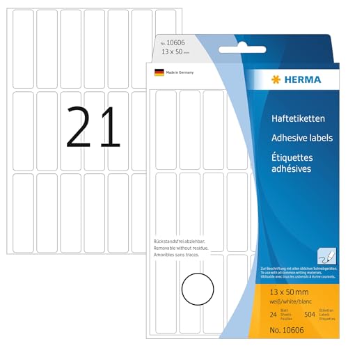 HERMA 10606 Multi-Purpose Labels 13x50 mm White Movables/Removable Paper matt 672 pcs. - size: 13 x 50 mm