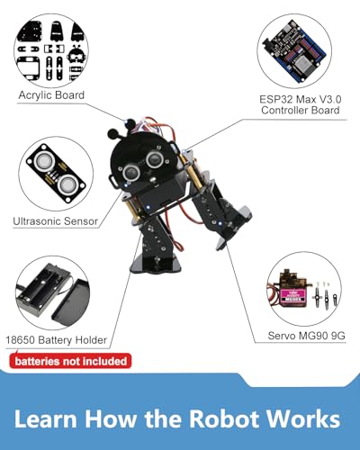 Biped Robot Kit STEM Toys Science Kit for Kids, Bionic Bipedal Robotics Programmable Coding Crafts Set for Arduino ESP32, Birthday Gift for Age 8-12 Boys Girls Teens - color: Brown