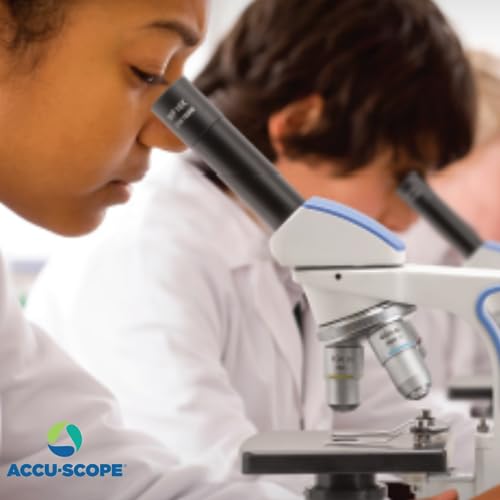 Accu-Scope Compound Microscope EXM-150 - Monocular Head, 40-400X Magnification, Disc Diaphragm, Cordless LED Illumination - Student Proof Biological Microscope for School Laboratory & Home