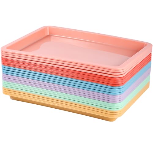 12 Pcs Plastic Art Trays Back to School Colorful Art Trays, Bright Color - color: Bright Color