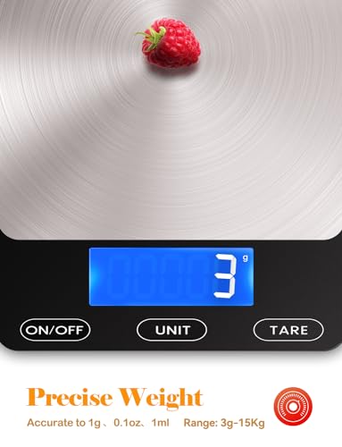 Food Scale -33lb Digital Kitchen Scale for Food Ounces Grams Rechargeable - size: Medium