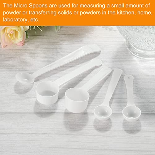 MECCANIXITY Micro Spoons 2 Gram Measuring Scoop Plastic Round Bottom Mini Spoon for Home Kitchen Powder Measurement Baking 50Pcs