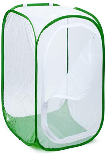 4 Feet Extra Large Monarch Butterfly Habitat, Giant Collapsible Insect Mesh Cage Terrarium Pop-up (White + Green, 28 x 28 x 48 Inches) - size: 28 x 28 x 48 Inches