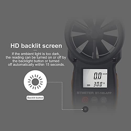 BTMETER BT-100APP Bluetooth Anemometer, Handheld Wind Speed Meter with App - color: BT-100APP Anemometer