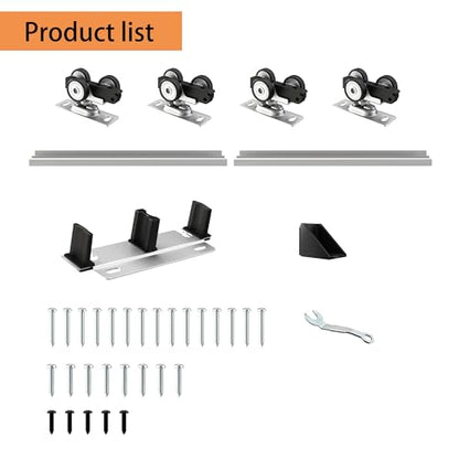 Heavy Duty Bypass Sliding Closet Door Track Hardware 72",6FT Aluminium Pocket Door Track Rail Set, Smoothly and Quietly, for 2 Door System - size: XC40-72"