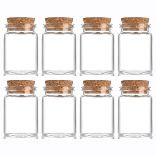 8 pcs 35ml Small Glass Bottles with Cork Stopper Christmas Ornaments,Wishing Bottle 37x50mm(1.46x1.97inch) - size: 37x50mm(1.46x1.97inch)