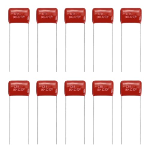 MECCANIXITY Capacitors Kit CBB21/CBB22 250V 104J 0.1UF Red 20 PCS - style: 250V 104J 0.1UF