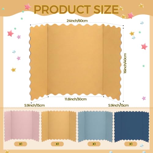 Mooliwe 4 Pack 24" x 16" Trifold Poster Board Scalloped, Morandi - color: Morandi, size: 24" X 16"