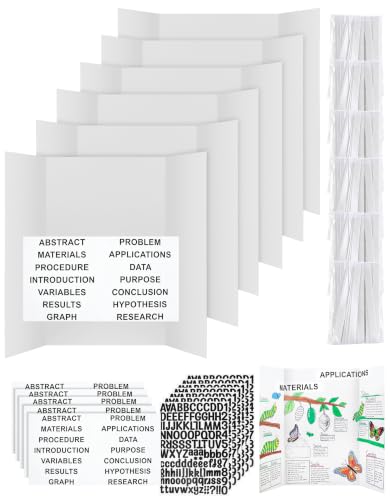 6 Pack White Small Trifold Poster Board 16 x 24 in, with 162 Stickers,Tape - color: White, size: 16*24''