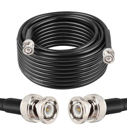 MOOKEERF BNC Cable 30ft,Low Loss KMR240 BNC Male to Male Coax Cable 50 Ohm for Antennas, RF Radios, Modems, Oscilloscopes, Spectrum, Signal Generator, etc - size: 30FT
