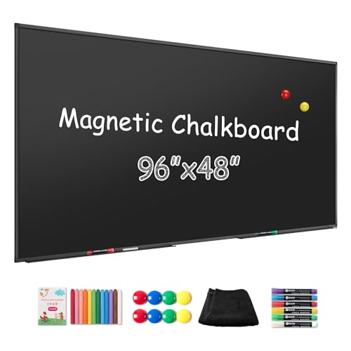 SELEAD Magnetic Chalkboard 96 x 48 Inches - Black Aluminum Frame - size: 96"W x 48"H (single-sided)