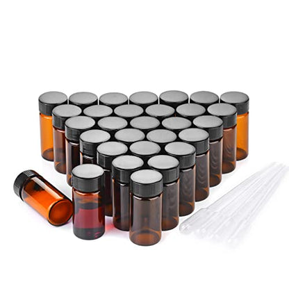 20ml Amber Small Glass Vials 30pcs with Screw Caps(30pcs) - color: Amber, size: 20ml 30pcs