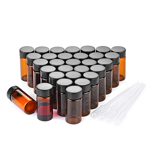 20ml Amber Small Glass Vials 30pcs with Screw Caps(30pcs) - color: Amber, size: 20ml 30pcs