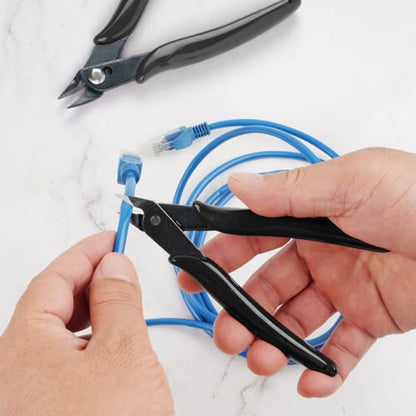 2 Pack Micro Wire Cutter, 5 Inches Flush Cutters, Black Side Cutters