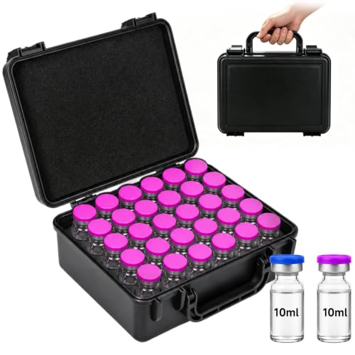 10ml Vial Storage Case, Peptide Vial Storage Case, Peptides Kit - 30Slot - color: 30-shots×10ml (Black)