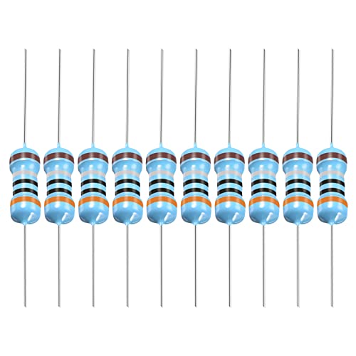 YOKIVE 50 PCS Metal Film Resistors, 3 Ohm Resistor with 1/2W 1% Tolerance, Lead, Good for DIY Electronic Projects (5 Color Bands, 9±1mm) - size: 9±1mm, style: 3