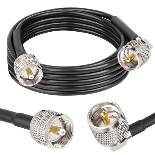 MOOKEERF CB Coax Cable - 10FT RG58 UHF PL-259 Male to Male Right Angle Coaxial Cable Low Loss Cb Antenna Cable Jumper Cable for CB Radio, HAM Radio, Antenna Analyzer, SWR Meter - size: 10FT