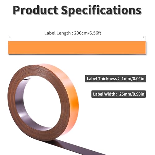 25mm x 2000mm Dry Erase Magnetic Strip, Orange - size: 2m Orange