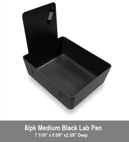 8/Pk Medium Medical Pro Lab Pan Dental Working Lab Pan Plastic with Stainless Steel Clip (Black) - color: Black