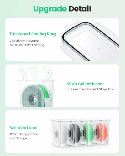 AMZPro Filament Storage Box - 6 Pack Filaments Container for 3D Printing Filaments Sealing and Protection - Portable Filament Storage with Desiccant,Water-Proof and Dust-Proof 4.0L(9.03 * 8 * 3)