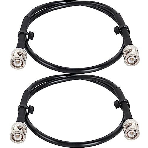MOOKEERF BNC Cable 2ft,2 Pack Low Loss KMR240 BNC Male to Male Coax Cable 50 Ohm for for Ham Radio, Network Analyzer, Modem, Oscilloscope, Signal Generator, Attenuator - size: 2FT