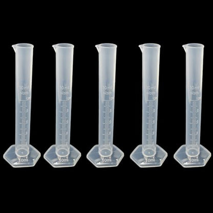 5PCS 10ml Measuring Cylinder, Plastic Transparent Graduated Cylinder, Science Test Tube Flask, 2-Sided Bule Measuring Lines Graduated Cylinder Beaker - size: 10ml