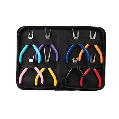 8 PCS Jewelry Pliers Set,Mini 4.5’’ Jewelry Making Tools with Storage Pouch, Stainless Steel Precision Pliers for Bracelet Beading DIY Craft Jewelry Making Supplies - color: Chrome