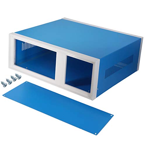 Zulkit Junction Box Blue Metal Project Box DIY Electric Enclosure Case Preventive Case Electrical Box 12.2 x 11.2 x 4.5 inch - size: 12.2" x 11.2" x 4.5"